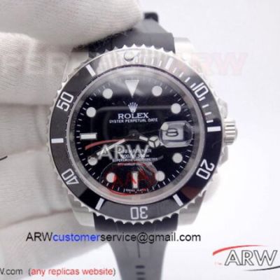 Rolex Submariner Rubber Strap Black Ceramic Watch- V3 Wacthes 